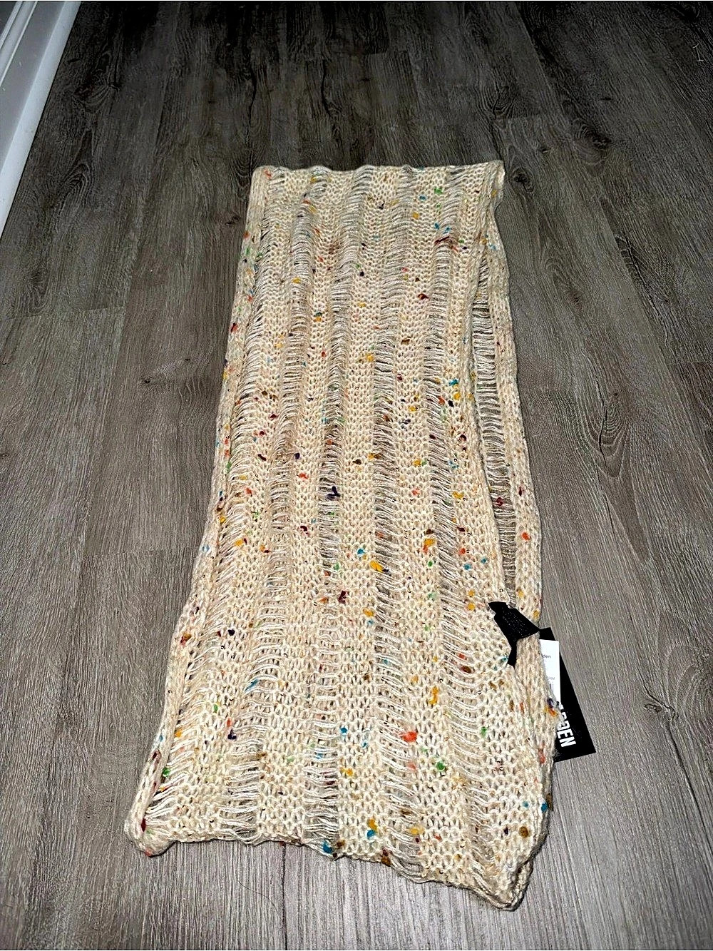 Steve Madden Knit Scarf in Cream & Multicolor NWT